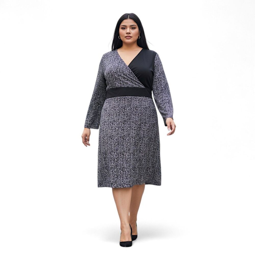 ASHLEY STEWART Wrap Front Dress, Size 18